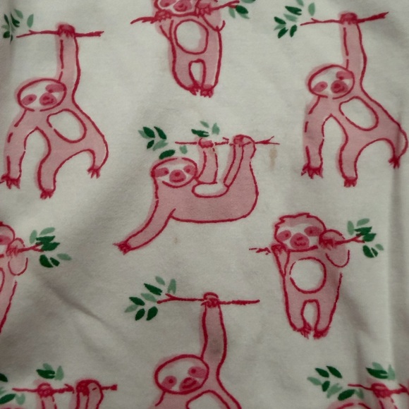 Rolled Rabbit Pink Sloth Jammies - Picture 3 of 3